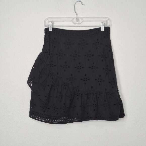 Express Embroidered Eyelet Skirt Sz 6 Mini 100% Cotton Ruffle Cottagecore Boho - Picture 7 of 15